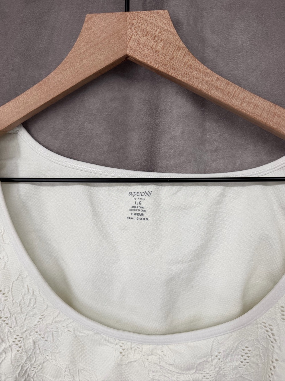 Aerie Chill Cropped Top Cream Large - Picture 2 of 3